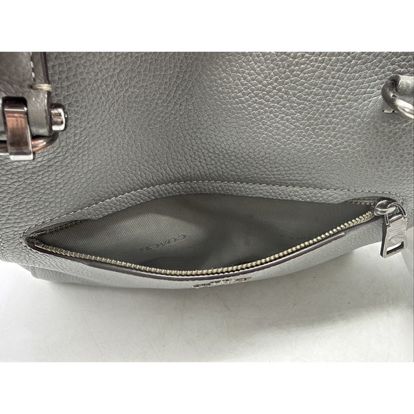 COACH Prairie Satchel Polished Pebbled Leather 58874 Grey Leather Handbag - Picture 7 of 11